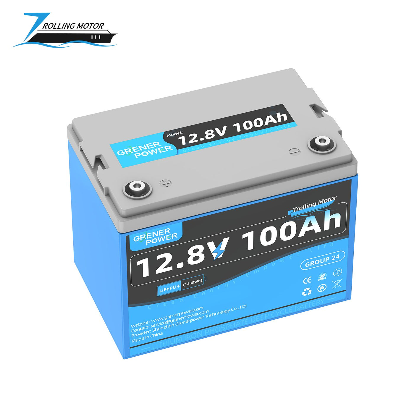 Litime 12v 100ah Tm Lithium Marine Trolling Motor Battery GrenerPower 12V(12.8V) 100Ah TM Group 24 Lithium Marine Trolling Motor