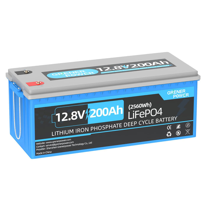 GrenerPower 12V(12.8V) 200Ah LiFePO4 Lithium Battery, 100A BMS, Deep Cycle Battery (1-4 Pack Series)