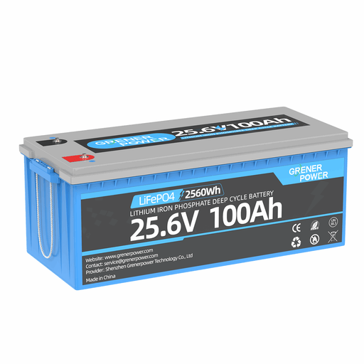 GrenerPower 24V 100Ah LiFePO4 Lithium Battery, Build-in 100A BMS, 2560Wh Energy - GrenerPower