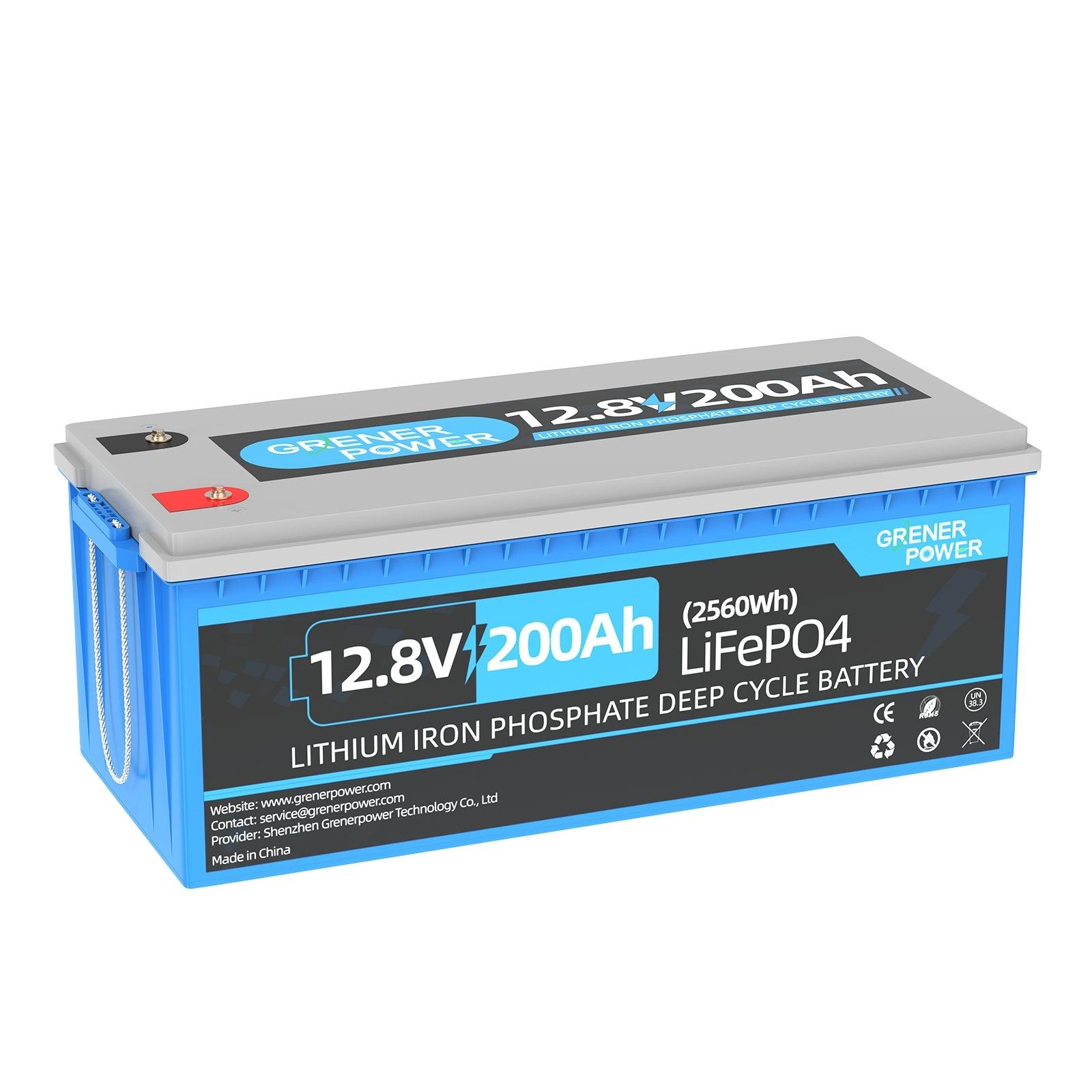 GrenerPower 12V 200Ah LiFePO4 Lithium Battery, 100A BMS, Deep Cycle Battery - GrenerPower